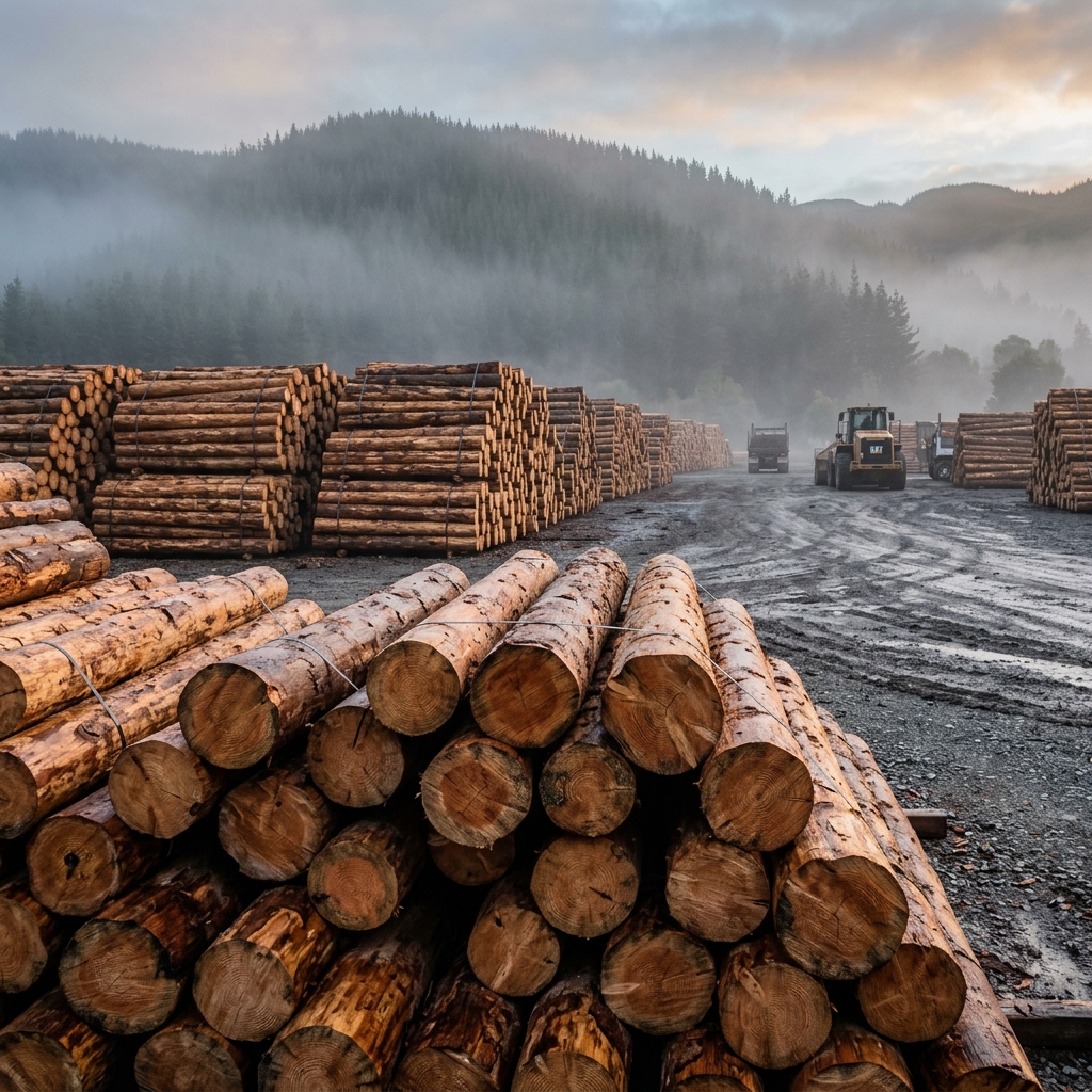 Timber and wood commodities - stacked logs