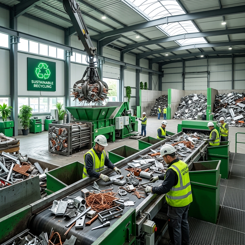 Sustainable recycling facility processing materials
